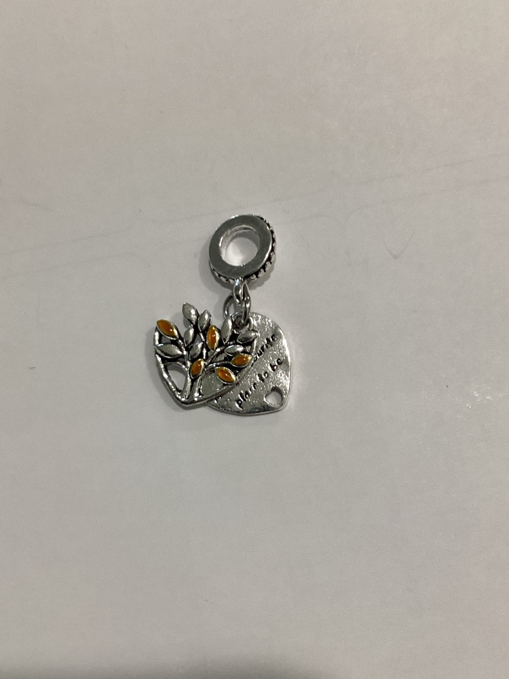 Pandora Silver Heart Tree Charm‎ with Amber Leaf Accents